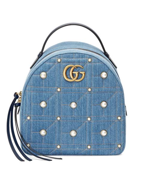 gucci denim backpack|Gucci denim marmont bag.